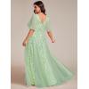 imageEverPretty Womens Plus Size VNeck Sequin Emboridery Formal Evening Dresses with Sleeves 00736DAMint Green