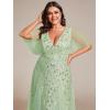 imageEverPretty Womens Plus Size VNeck Sequin Emboridery Formal Evening Dresses with Sleeves 00736DAMint Green