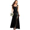 imageEverPretty Womens Floor Length Split Satin Square Neck A Line Sleeveless Bridesmaid Dress 02330Black