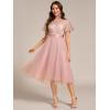 imageEverPretty Womens Round Neck Lace Embroidered Short Sleeve A Line TeaLength Cocktail Dress 02293Pink