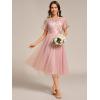 imageEverPretty Womens Round Neck Lace Embroidered Short Sleeve A Line TeaLength Cocktail Dress 02293Pink