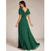 imageEverPretty Womens Chiffon Formal Dress ALine V Neck Ruffle Sleeves Floor Length Evening Gown 11981Dark Green