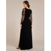 imageEverPretty Womens Elegant V Neck Floral Sheer Long Sleeves Slit Chiffon Maxi Evening Dresses 02251Black