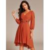 imageEverPretty Womens Chiffon Lantern Long Sleeves Pleated Appliqued Empire Waist Midi Length Semi Formal Dresses 02926Burnt Orange