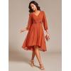 imageEverPretty Womens Chiffon Lantern Long Sleeves Pleated Appliqued Empire Waist Midi Length Semi Formal Dresses 02926Burnt Orange