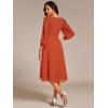 imageEverPretty Womens Chiffon Lantern Long Sleeves Pleated Appliqued Empire Waist Midi Length Semi Formal Dresses 02926Burnt Orange