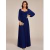 imageEverPretty Womens Elegant Ruched Sweetheart Empire Waist A Line Long Sleeves Maxi Chiffon Bridesmaid Dresses 02264Navy Blue