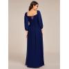 imageEverPretty Womens Elegant Ruched Sweetheart Empire Waist A Line Long Sleeves Maxi Chiffon Bridesmaid Dresses 02264Navy Blue