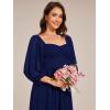 imageEverPretty Womens Elegant Ruched Sweetheart Empire Waist A Line Long Sleeves Maxi Chiffon Bridesmaid Dresses 02264Navy Blue