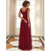 imageEverPretty Womens VNeck Pleated Sequin Sleeveless Tulle Long Evening Gowns 0062B