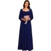 imageEverPretty Womens Elegant Ruched Sweetheart Empire Waist A Line Long Sleeves Maxi Chiffon Bridesmaid Dresses 02264Navy Blue