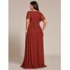 imageEverPretty Womens A Line V Neck Glitter Short Sleeves Pleated Plus Size Formal Evening Dresses 11961DABurnt Orange