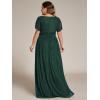 imageEverPretty Womens A Line V Neck Glitter Short Sleeves Pleated Plus Size Formal Evening Dresses 11961DADark Green