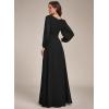 imageEverPretty Womens Crewneck Long Lantern Sleeves Floor Length ALine Pleated Chiffon Formal Dress 0106BBlack