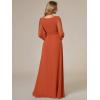 imageEverPretty Womens Crewneck Long Lantern Sleeves Floor Length ALine Pleated Chiffon Formal Dress 0106BBurnt Orange