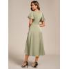 imageEverPretty Womens V Neck Satin Short Sleeve A Line HiLo Midi Asymmetry Hem Bridesmaid Dress 02318Sage Green