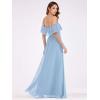 imageEverPretty Womens Elegant Off The Shoulder Side Split High Waist Flowy Chiffon Maxi Bridesmaid Dress 00968Blue