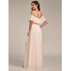 imageEverPretty Womens Elegant Off The Shoulder Side Split High Waist Flowy Chiffon Maxi Bridesmaid Dress 00968Blush