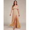 imageEverPretty Womens Elegant Off The Shoulder Side Split High Waist Flowy Chiffon Maxi Bridesmaid Dress 00968Champagne