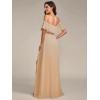 imageEverPretty Womens Elegant Off The Shoulder Side Split High Waist Flowy Chiffon Maxi Bridesmaid Dress 00968Champagne