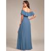 imageEverPretty Womens Elegant Off The Shoulder Side Split High Waist Flowy Chiffon Maxi Bridesmaid Dress 00968Dusty Blue