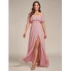 imageEverPretty Womens Elegant Off The Shoulder Side Split High Waist Flowy Chiffon Maxi Bridesmaid Dress 00968Dusty Rose