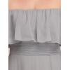 imageEverPretty Womens Elegant Off The Shoulder Side Split High Waist Flowy Chiffon Maxi Bridesmaid Dress 00968Gray