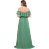imageEverPretty Womens Elegant Off The Shoulder Side Split High Waist Flowy Chiffon Maxi Bridesmaid Dress 00968Green