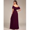 imageEverPretty Womens Elegant Off The Shoulder Side Split High Waist Flowy Chiffon Maxi Bridesmaid Dress 00968Mulberry