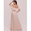 imageEverPretty Womens Elegant Off The Shoulder Side Split High Waist Flowy Chiffon Maxi Bridesmaid Dress 00968Pink