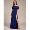 imageEverPretty Womens Elegant Off The Shoulder Side Split High Waist Flowy Chiffon Maxi Bridesmaid Dress 00968Royal Blue