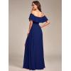 imageEverPretty Womens Elegant Off The Shoulder Side Split High Waist Flowy Chiffon Maxi Bridesmaid Dress 00968Royal Blue