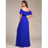 imageEverPretty Womens Elegant Off The Shoulder Side Split High Waist Flowy Chiffon Maxi Bridesmaid Dress 00968Sapphire Blue