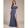 imageEverPretty Womens Elegant Off The Shoulder Side Split High Waist Flowy Chiffon Maxi Bridesmaid Dress 00968Stormy