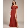 imageEverPretty Womens Elegant Off The Shoulder Side Split High Waist Flowy Chiffon Maxi Bridesmaid Dress 00968Vermilion