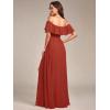 imageEverPretty Womens Elegant Off The Shoulder Side Split High Waist Flowy Chiffon Maxi Bridesmaid Dress 00968Vermilion