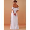 imageEverPretty Womens Elegant Off The Shoulder Side Split High Waist Flowy Chiffon Maxi Bridesmaid Dress 00968White