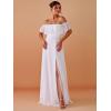 imageEverPretty Womens Elegant Off The Shoulder Side Split High Waist Flowy Chiffon Maxi Bridesmaid Dress 00968White