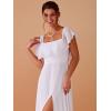 imageEverPretty Womens Elegant Off The Shoulder Side Split High Waist Flowy Chiffon Maxi Bridesmaid Dress 00968White