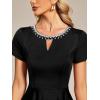 imageEverPretty Womens Rrhinestone Neckline Short Sleeves ALine Mini Summer 2023 Casual Dresses 01792