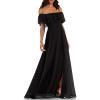 imageEverPretty Womens Elegant Off The Shoulder Side Split High Waist Flowy Chiffon Maxi Bridesmaid Dress 00968Black