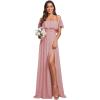 imageEverPretty Womens Elegant Off The Shoulder Side Split High Waist Flowy Chiffon Maxi Bridesmaid Dress 00968Dusty Rose