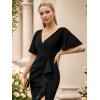imageEverPretty Womens Short Sleeves Slit Pleated Bodycon Formal Dresses with Lotus Leaf 00014