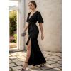 imageEverPretty Womens Short Sleeves Slit Pleated Bodycon Formal Dresses with Lotus Leaf 00014
