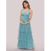 imageEverPretty Womens VNeck Bow Sash Tassel Tulle Maternity Evening Party Dress 20794EY