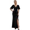 imageEverPretty Womens Short Sleeves Slit Pleated Bodycon Formal Dresses with Lotus Leaf 00014