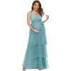 imageEverPretty Womens VNeck Bow Sash Tassel Tulle Maternity Evening Party Dress 20794EY