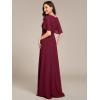 imageEverPretty Womens Classic Round Neck Pleated Short Sleeves Chiffon Appliques Floor Length A Line Evening Dresses 02960Burgundy