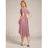 imageEverPretty Womens Glitter High Low Round Neck Short Sleeves Pleated Wedding Guest Dresses 55159Orchid