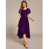 imageEverPretty Womens Lace Short Sleeve Round Neck Empire Waist Midi High Low Evening Gown 03489Dark Purple